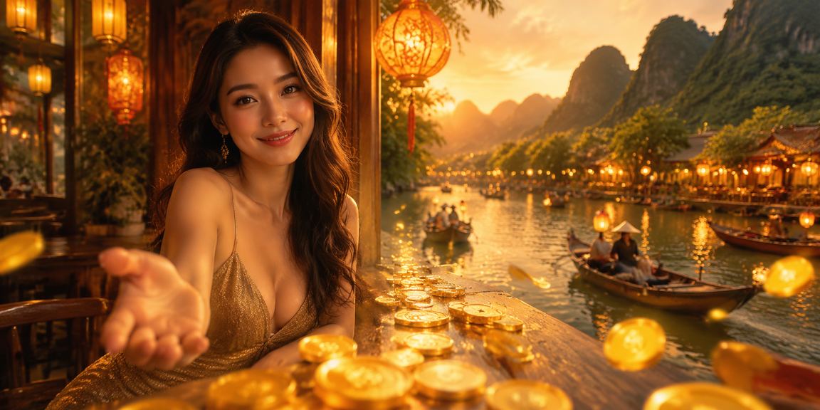 Người dùng tại Hội An chơi slot game trên điện thoại trong không gian cà phê buổi tối