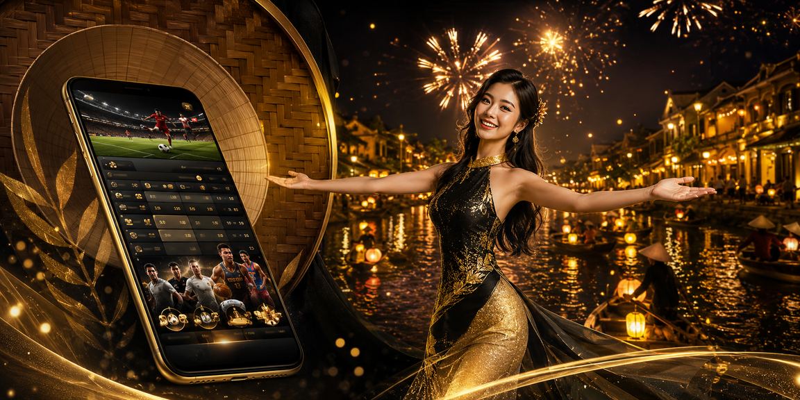 Phụ nữ Hội An đội nón lá xem kèo bóng đá và cược thể thao trên điện thoại